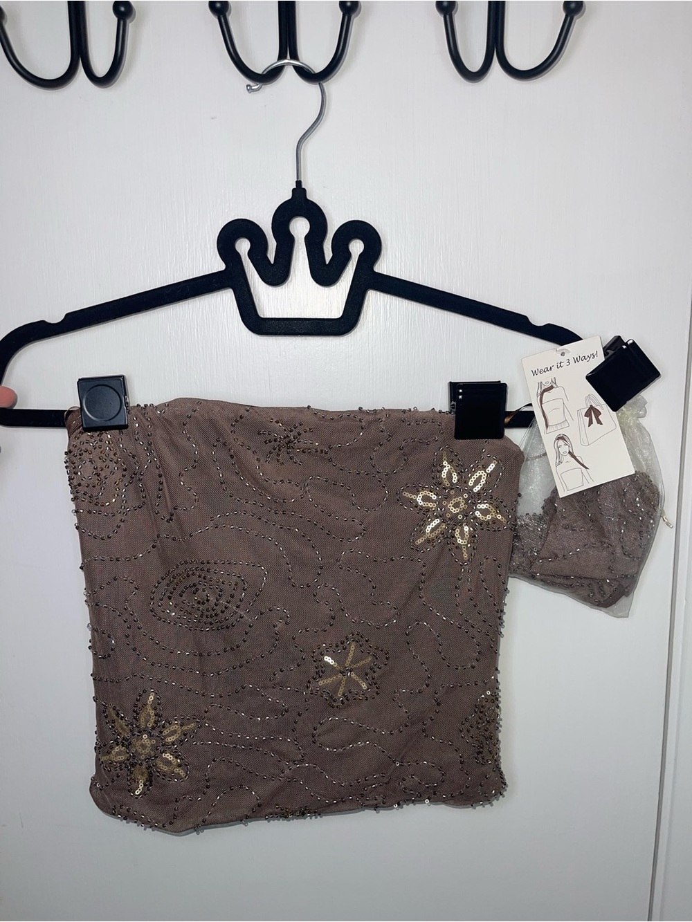 NWT Embellished Brown Beaded Tube Shirt